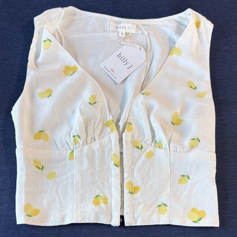 Billy J Lemon Print Crop Top